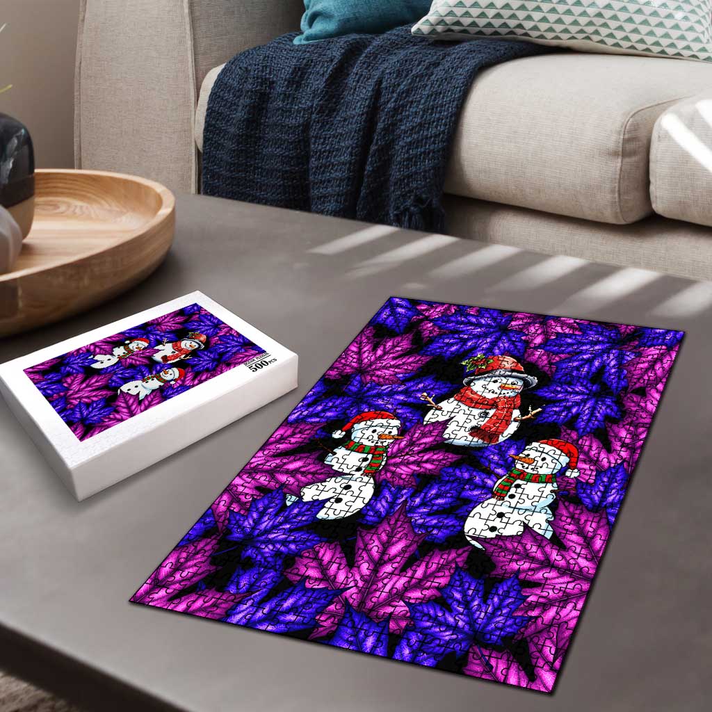 Christmas Snowman Leaves Puzzle Xmas Holiday Patterns - Wonder Print Shop
