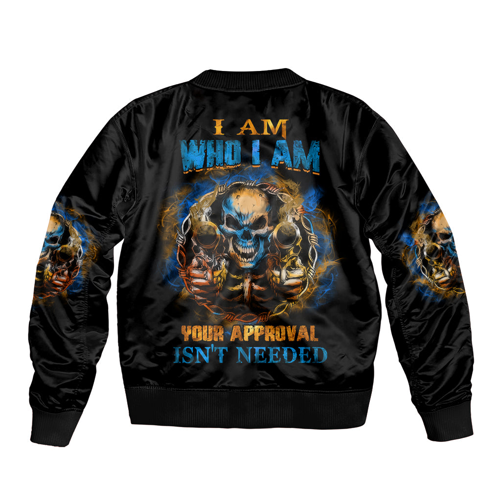 Black satin bomber jacket, back graphic skull with multicolor flames and patches