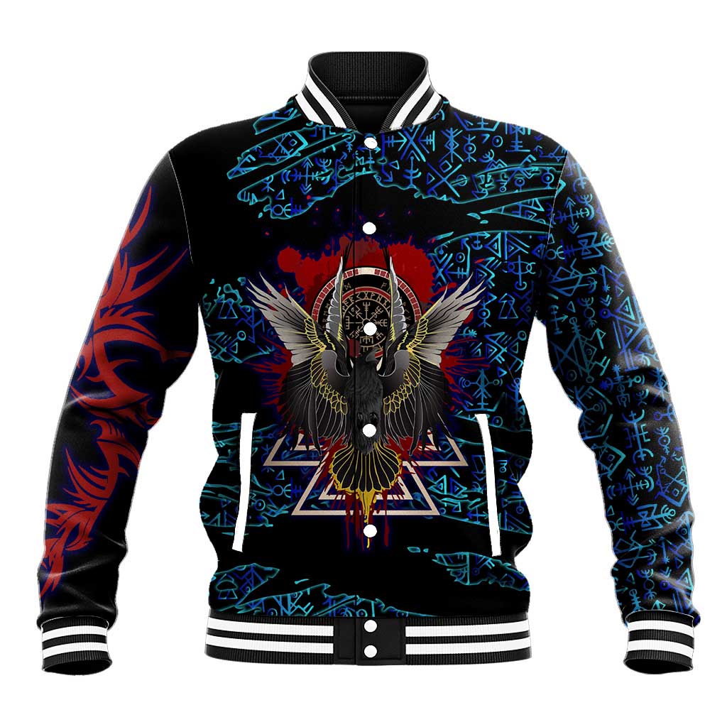 Odin Raven Viking Baseball Jacket with Valknut and Runes Norse Mythology and Magic Tribute - Wonder Print Shop