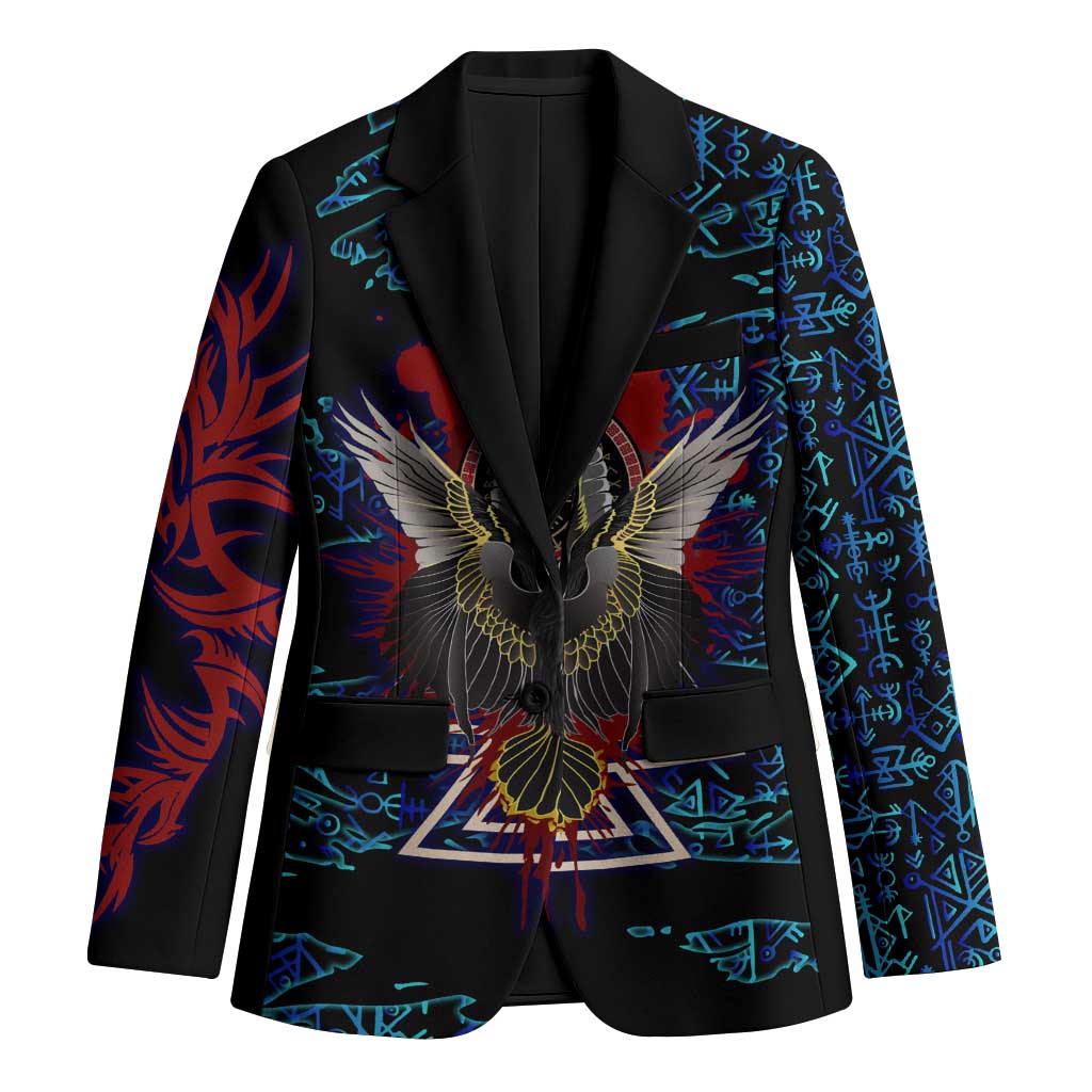 Odin Raven Viking Blazer with Valknut and Runes Norse Mythology and Magic Tribute - Wonder Print Shop