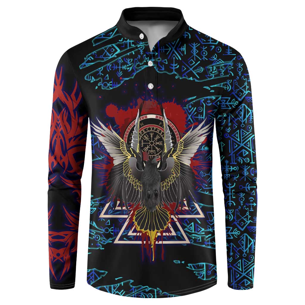 Odin Raven Viking Button Sweatshirt with Valknut and Runes Norse Mythology and Magic Tribute - Wonder Print Shop