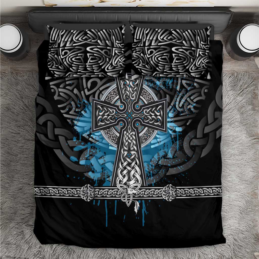 Thor Hammer Viking Bedding Set with Celtic Knots and Blue Splatter Norse Heritage Tribute - Wonder Print Shop