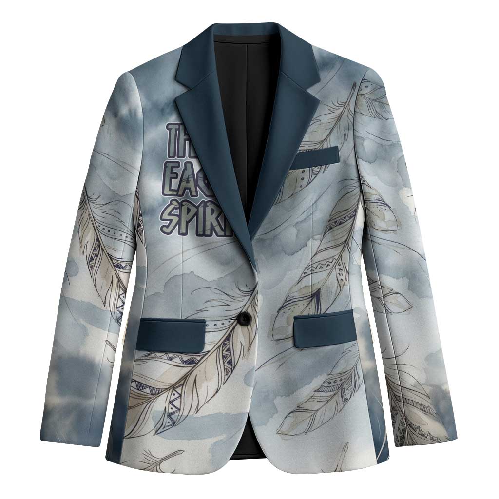 The Eagle Spirit Native American Blazer Soaring Bald Eagle and Tribal Feathers Watercolor Sky - Wonder Print Shop
