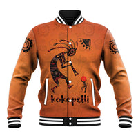Kokopelli Tribal Baseball Jacket Native American Southwestern Petroglyph Patterns Sunset Landscape - Wonder Print Shop