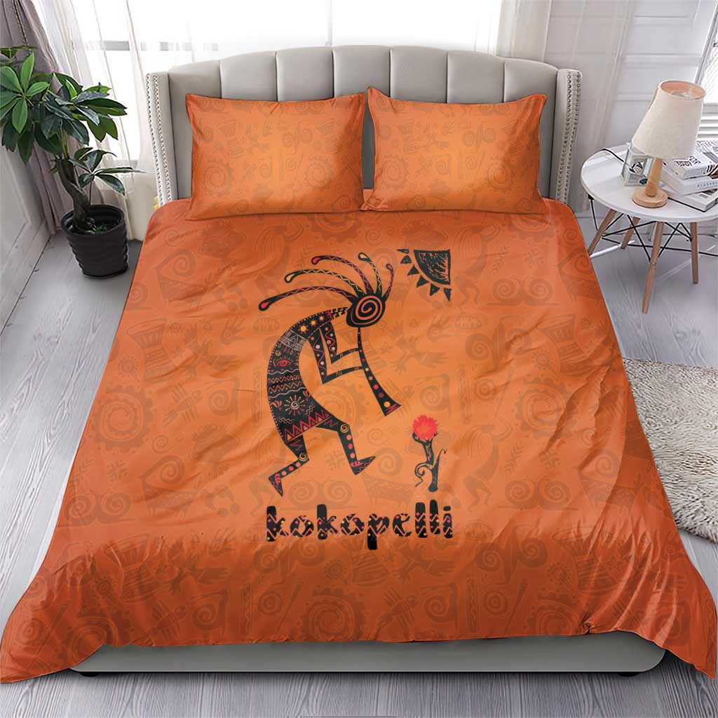 Kokopelli Tribal Bedding Set Native American Southwestern Petroglyph Patterns Sunset Landscape - Wonder Print Shop