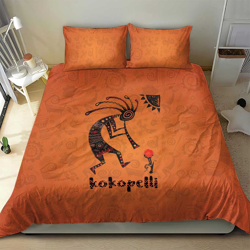 Kokopelli Tribal Bedding Set Native American Southwestern Petroglyph Patterns Sunset Landscape - Wonder Print Shop