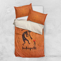 Kokopelli Tribal Bedding Set Native American Southwestern Petroglyph Patterns Sunset Landscape - Wonder Print Shop