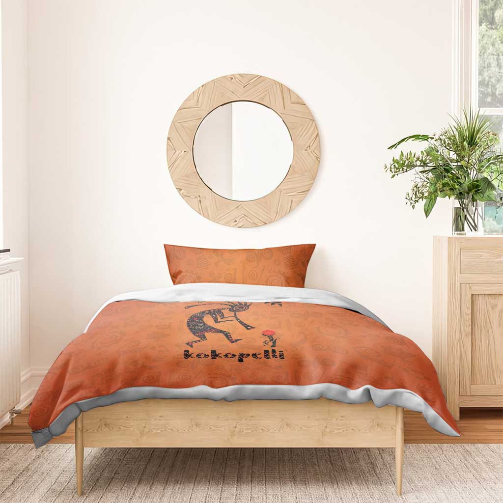 Kokopelli Tribal Bedding Set Native American Southwestern Petroglyph Patterns Sunset Landscape - Wonder Print Shop