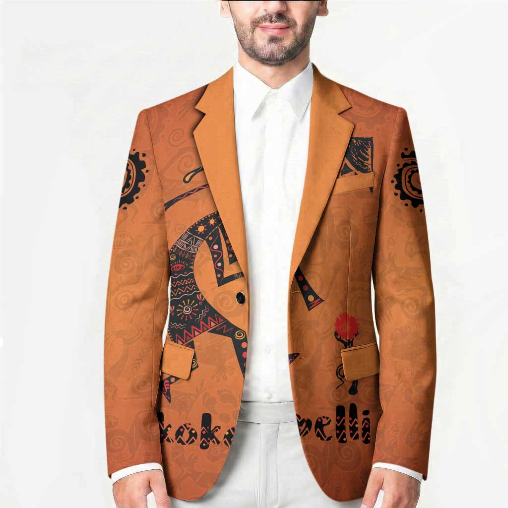 Kokopelli Tribal Blazer Native American Southwestern Petroglyph Patterns Sunset Landscape - Wonder Print Shop