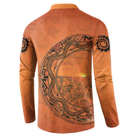 Kokopelli Tribal Button Sweatshirt Native American Southwestern Petroglyph Patterns Sunset Landscape - Wonder Print Shop
