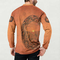 Kokopelli Tribal Button Sweatshirt Native American Southwestern Petroglyph Patterns Sunset Landscape - Wonder Print Shop