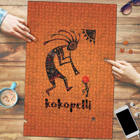 Kokopelli Tribal Puzzle Native American Southwestern Petroglyph Patterns Sunset Landscape - Wonder Print Shop
