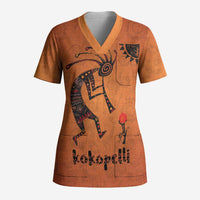 Kokopelli Tribal Scrub Top Native American Southwestern Petroglyph Patterns Sunset Landscape - Wonder Print Shop