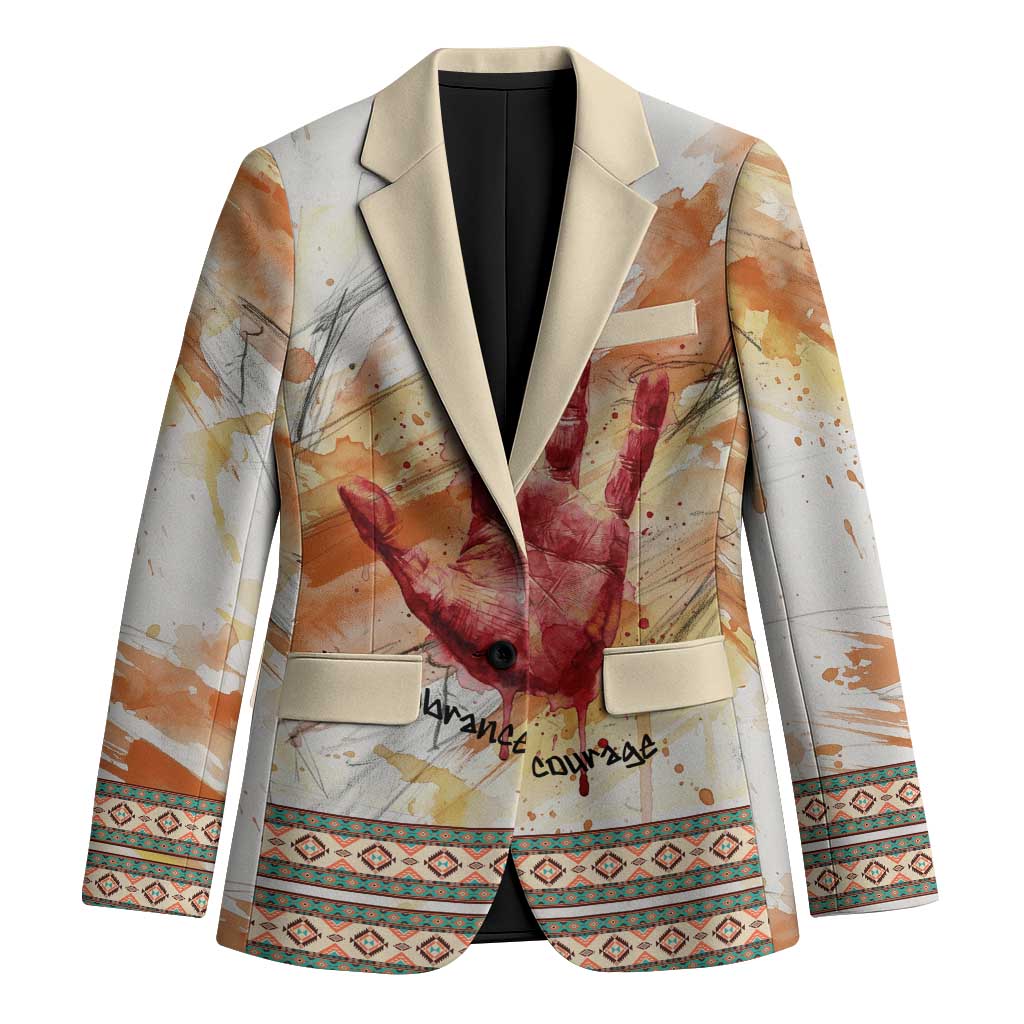Native American Red Handprint Blazer Watercolor Paint Splash and Brave Horse Art - Wonder Print Shop