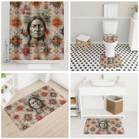 Sitting Bull Portrait Bathroom Set Native American Tipi with Feathers and Spears Indigenous Pride - Wonder Print Shop