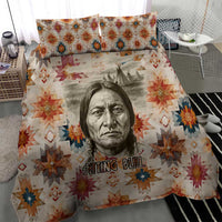 Sitting Bull Portrait Bedding Set Native American Tipi with Feathers and Spears Indigenous Pride - Wonder Print Shop