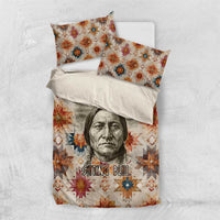 Sitting Bull Portrait Bedding Set Native American Tipi with Feathers and Spears Indigenous Pride - Wonder Print Shop