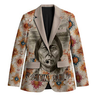 Sitting Bull Portrait Blazer Native American Tipi with Feathers and Spears Indigenous Pride - Wonder Print Shop