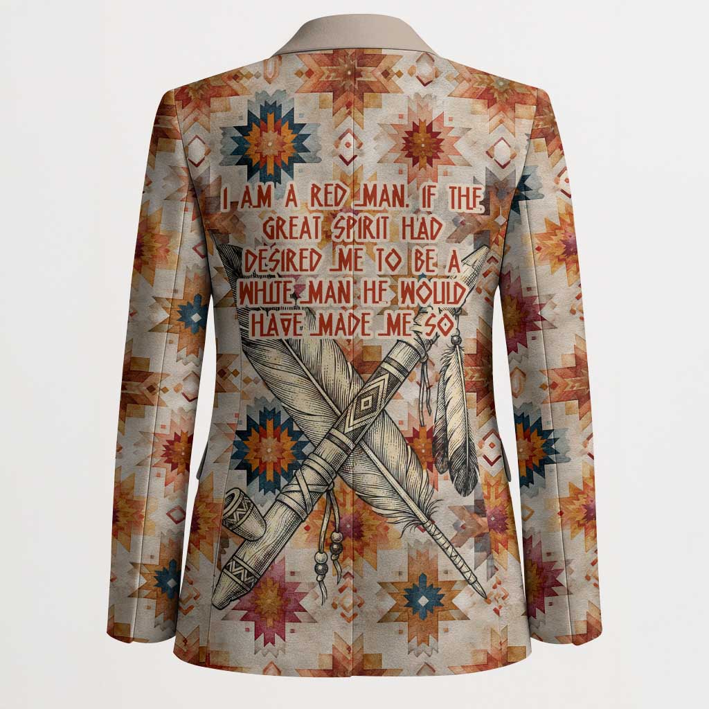 Sitting Bull Portrait Blazer Native American Tipi with Feathers and Spears Indigenous Pride - Wonder Print Shop