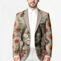 Sitting Bull Portrait Blazer Native American Tipi with Feathers and Spears Indigenous Pride - Wonder Print Shop