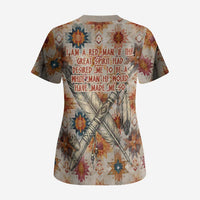 Sitting Bull Portrait Scrub Top Native American Tipi with Feathers and Spears Indigenous Pride - Wonder Print Shop