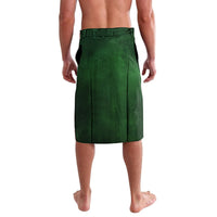 Green knee-length lavalava skirt with drawstring waistband, solid fabric