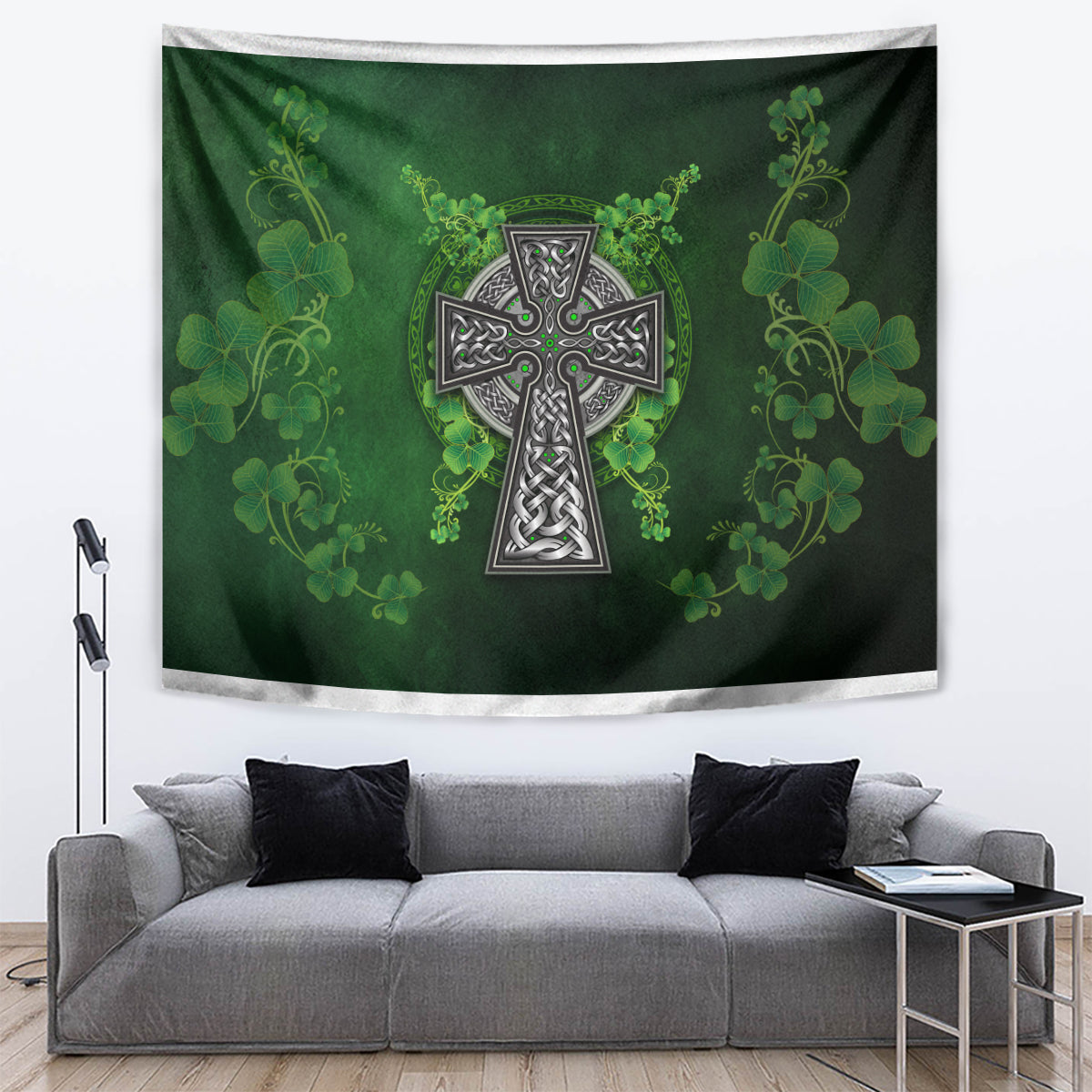 Irish Cross Mix With Shamrock Floral Tapestry