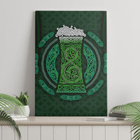 Green canvas wall art featuring a Celtic circle with teal and white beer cup design