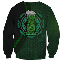 Green unisex sweatshirt with neon-green Celtic circle and beer cup style graphic