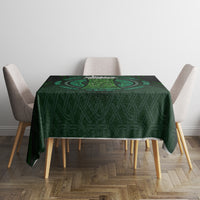 Green Celtic circle tablecloth with beer cup pattern, square dining table setup