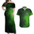 Irish Pride - Skull Cross Mix Couples Matching Off Shoulder Maxi Dress and Hawaiian Shirt - Wonder Print Shop