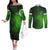 Irish Pride - Skull Cross Mix Couples Matching Off The Shoulder Long Sleeve Dress and Long Sleeve Button Shirt