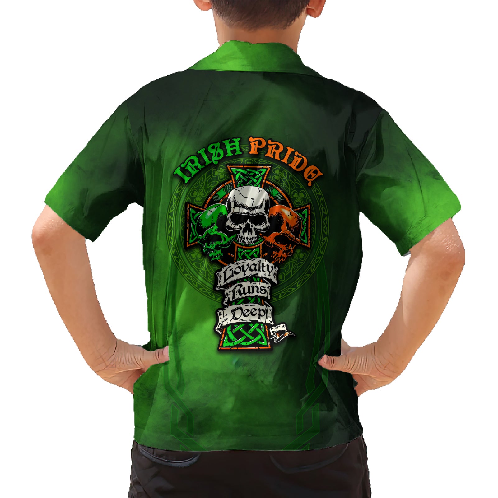 Irish Pride - Skull Cross Mix Kid Hawaiian Shirt - Wonder Print Shop