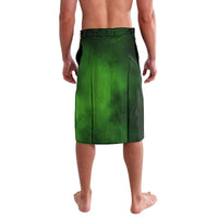 Green lavalava-style skirt with dark hem and center slit