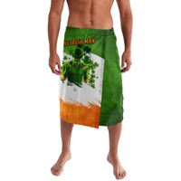 Green lavalava sarong with “The Irish Man” graphic and orange lower panel