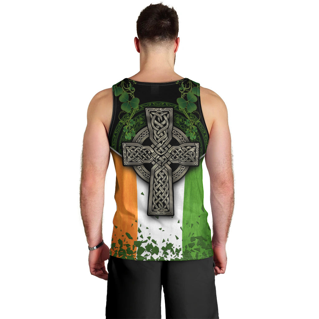 Irish Cross Mix With Shamrock Floral And Flag Men Tank Top - Wonder Print Shop