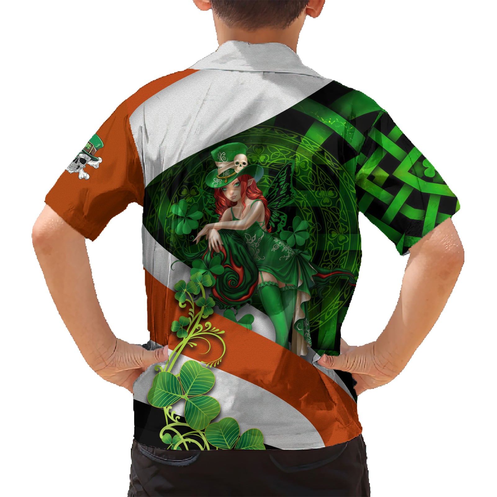 Patrick Day - Irish Cross - Lucky Girl Kid Hawaiian Shirt - Wonder Print Shop