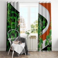 Shamrock clover window curtain set in green, orange, and white for windows