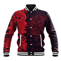 Norse Viking Dragon Baseball Jacket Celtic Knotwork and Runic Mythology Art