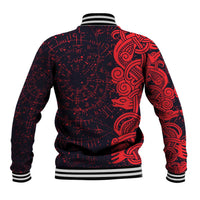 Norse Viking Dragon Baseball Jacket Celtic Knotwork and Runic Mythology Art