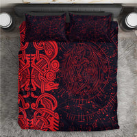 Norse Viking Dragon Bedding Set Celtic Knotwork and Runic Mythology Art