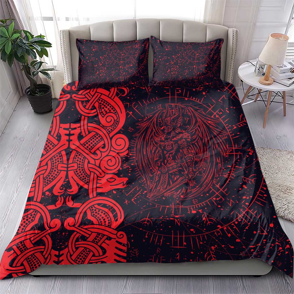 Norse Viking Dragon Bedding Set Celtic Knotwork and Runic Mythology Art