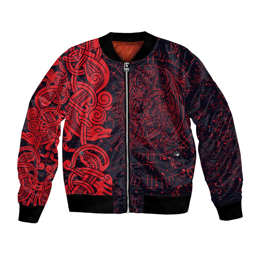 Norse Viking Dragon Bomber Jacket Celtic Knotwork and Runic Mythology Art