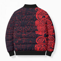 Norse Viking Dragon Bomber Puffer Jacket Celtic Knotwork and Runic Mythology Art