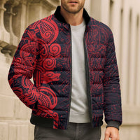 Norse Viking Dragon Bomber Puffer Jacket Celtic Knotwork and Runic Mythology Art