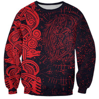 Norse Viking Dragon Sweatshirt Celtic Knotwork and Runic Mythology Art