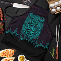 Viking Warrior Helm Apron Neon Tribal Linework and Runic Pattern Art