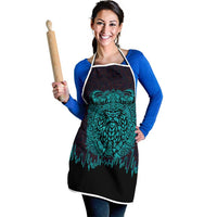 Viking Warrior Helm Apron Neon Tribal Linework and Runic Pattern Art
