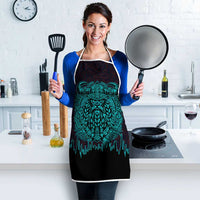 Viking Warrior Helm Apron Neon Tribal Linework and Runic Pattern Art