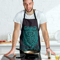 Viking Warrior Helm Apron Neon Tribal Linework and Runic Pattern Art